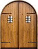 Knotty Alder Round-Top Plank Style Double Exterior Wood Door