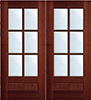 Mahogany TDL 6-Light Double Exterior Wood Doors